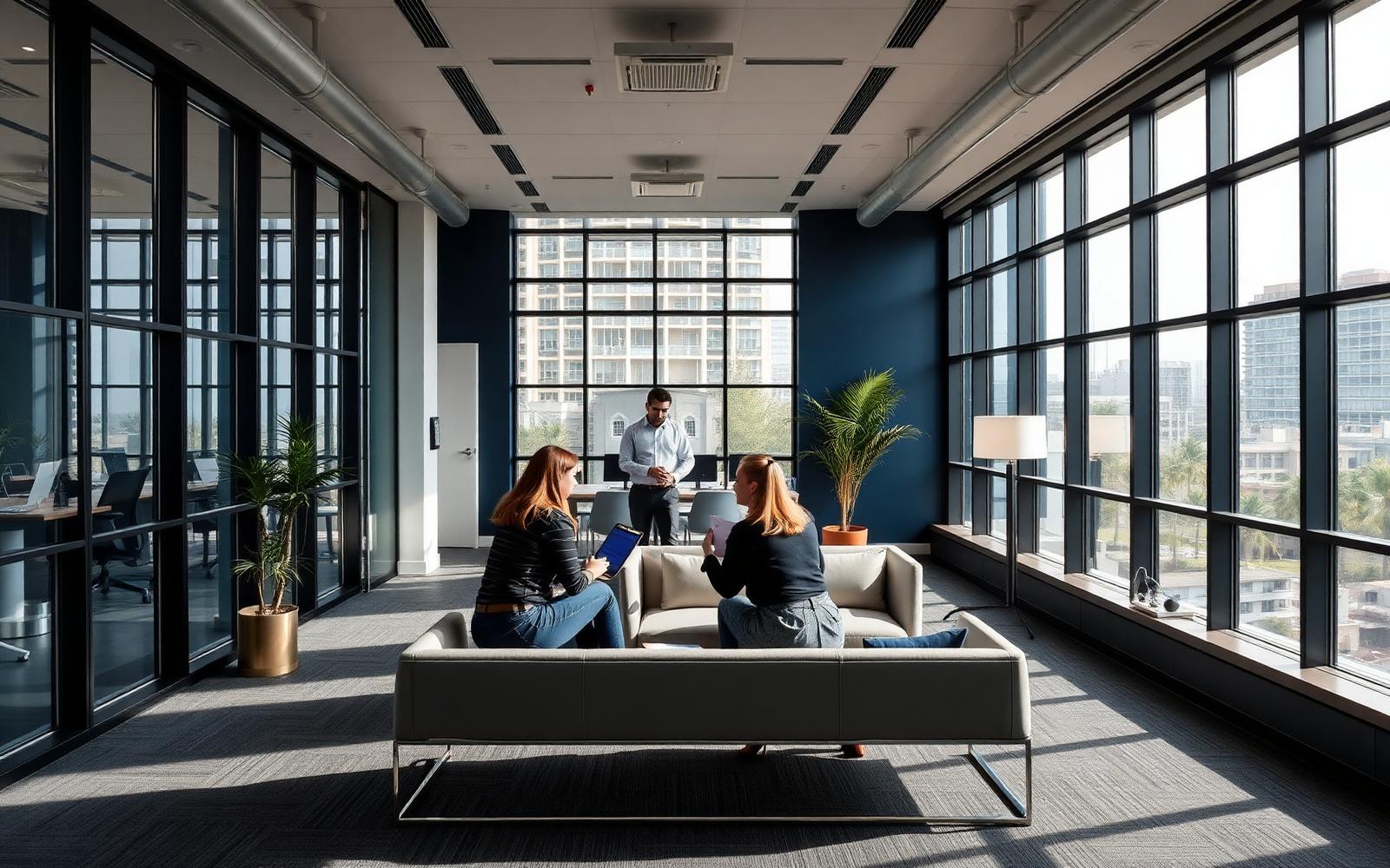 Team collaborating in a modern office
